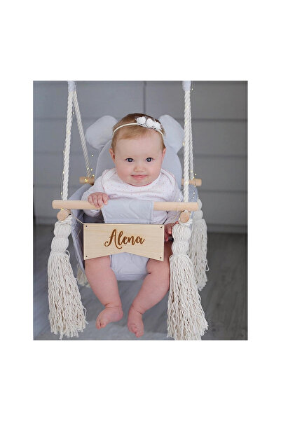 Babysteps by Urban Haul Swing for children and babies, Velvet, removable cushion Teddy Gray