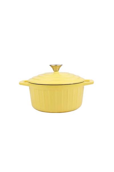 VAV GET Enameled Cast Iron Dutch Oven Casserole, 22x10.5cm / 8.7x4.1Inch – Yellow