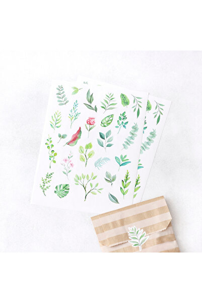 Bimotif Karışık yaprak şekilli sticker seti, 26 adet (1 sayfa)