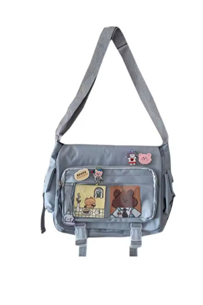NETAVANTAJ Kawaii Figürlü Omuz Askılı Çapraz Çanta Mavi Orta Boy A5 Boyut