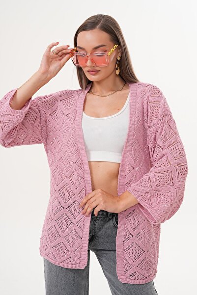 ŞİMAL Γυναικεία Μπλούζα με σχέδιο Bakalava Open Knit Καρδιγάν 255214 -