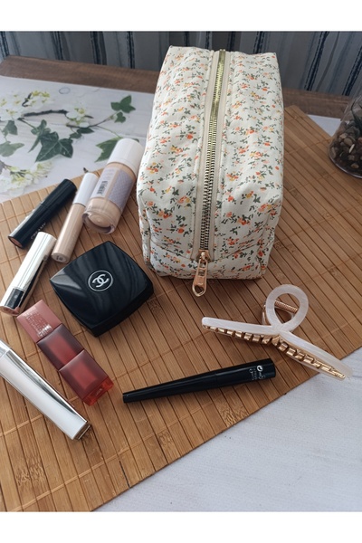 ÖZLEM HANDMADE ЧИТИР ЧИЧЕКЛІ МАКЯЖНА СУМКА ВЕЛИКОГО РОЗМІРУ