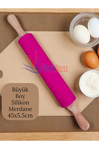 Multiamo Bambu Saplı Silikon Gövdeli Merdane-Büyük Boy (45 X 5,5 X 25 CM) Fuşya