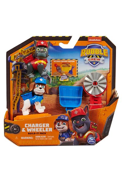 Spin Masters Paw Patrol Rubble and the Charger and Wheeler Team Building with Kinetic Sand