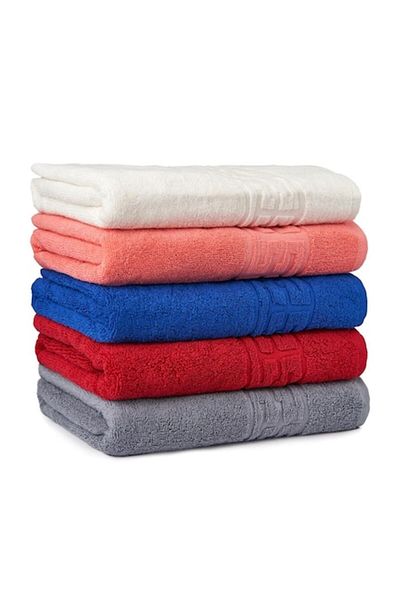 OEM Set 5 Towels, 70x140 cm, White, Pink, Blue, Red, Gray, 100% Cotton