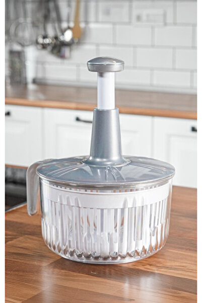 My Kitchen Solingen Gri Salata Sebze Kurutucu Ayran Çırpıcı Basma Kollu Süzgeç