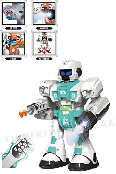 YILDIRIM OYUNCAK Buhar Atan Uzaktan Kumandalı Savaşçı Robot Sesli Işıklı Müzi...