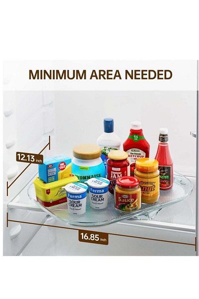 COOYA Turntable Organiser,15.67'' Clear Rectangular Fridge Organiser,for Cabinets, Table, Pantry, Kitchen