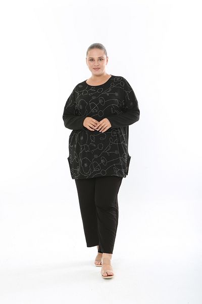 MODA LİZZA Women's Lycra Viscose Fabric Large Size Tunic One Size Bust Size 150 cm