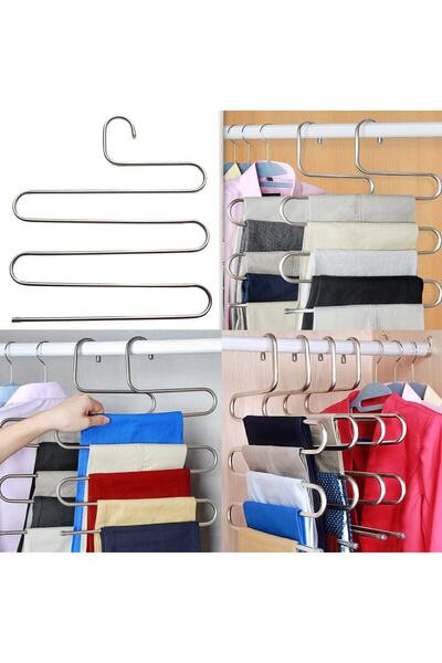 Ufak Tefek Şeyler Umeraș metalic cu 5 straturi Umeraș pentru pantaloni pentru bluză, haine, eșarfă, umeraș pentru hijab