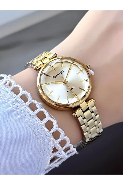 Ferrucci Milano Beyaz Kadran Gold Metal Kordon Kadın Kol Saati
