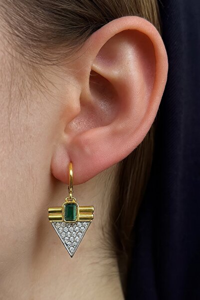 TAKIŞTIR Altın Renk Taş Detaylı YSX Küpe (Çift)