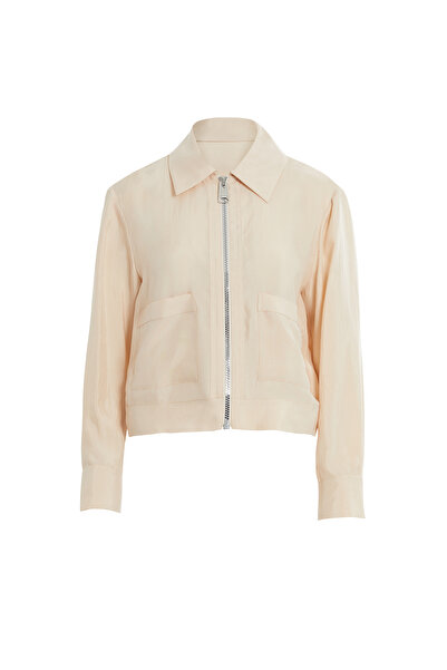 GİZİA Önü Fermuarlı Gömlek Yaka Bej Ceket