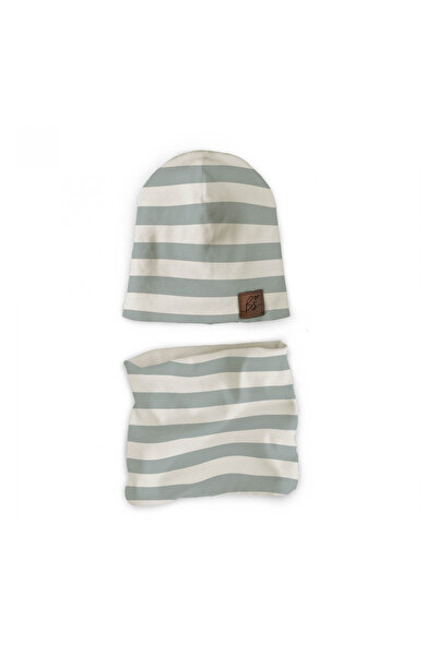 Babysteps by Urban Haul Set căciulă+fular guler XS dungi albastru mineral Bab...
