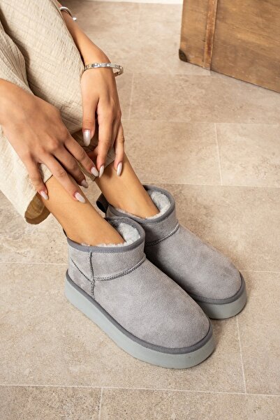 Sivarro Vysoké dámské boty Mini Classic Suede Furry - šedé