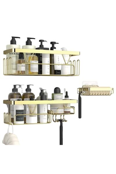 NOENNO Bathroom and Shower Shelf, Noenno, Stainless Steel, Light Gold