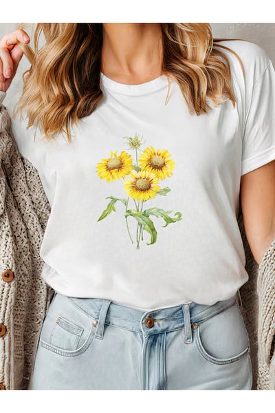 Sarah's Boutique Women's T-Shirt – 100% Cotton – SUNFLOWER