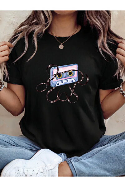 Sarah's Boutique Tricou damă – 100% bumbac – MUSIC TAPE