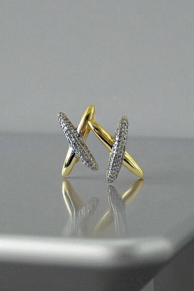 TAKIŞTIR Gold Color Stone Detailed Earrings (Pair)