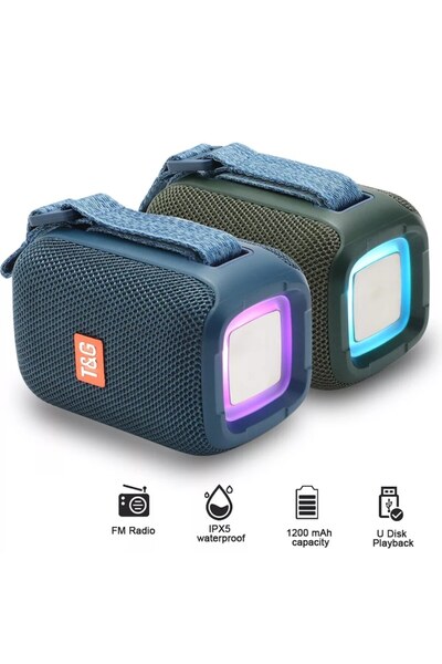 T&G Portable Speaker TG339 RGB Light 5W Waterproof, Bluetooth, FM Radio, Black