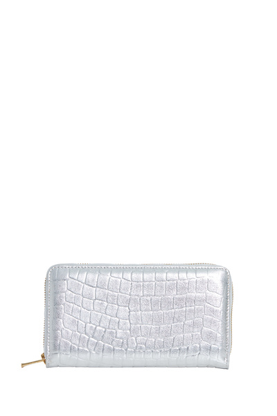 GİZİA Fermuarlı Gri Deri Cüzdan