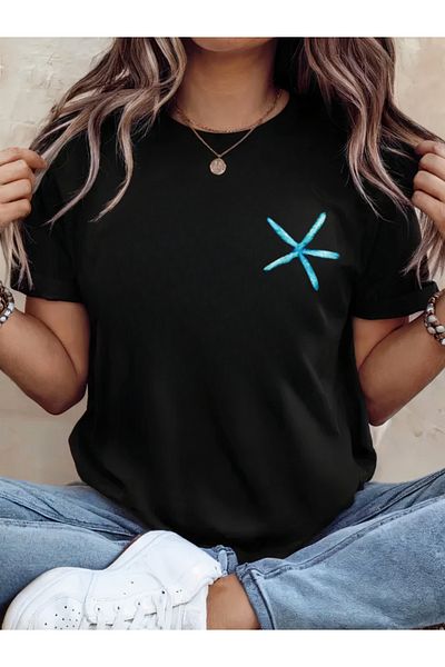 Sarah's Boutique Women's T-Shirt – 100% Cotton – BLUE STARFISH