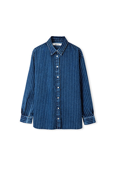 İpekyol Çizgili denim gömlek
