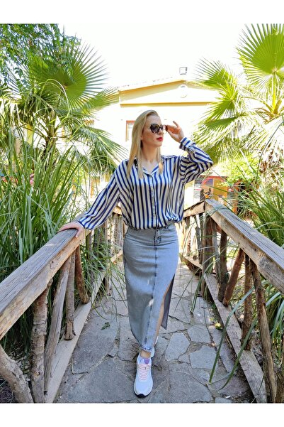 Esperar Cămașă din satin în dungi