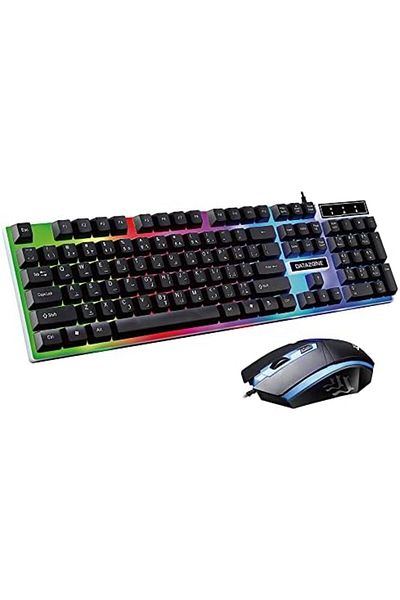 Datazone Backlit Wired Keyboard And Gaming Mouse - Multicolor LED Lights - Mechanical Feel - Black G