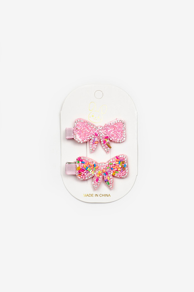 Le Mabelle Pink Rabbit Ears Bow Figured Girl's Buckle Set