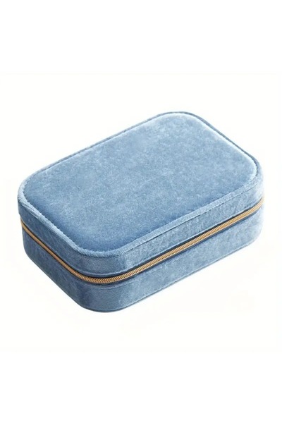Arzu Güzel Cosmetics Velvet Covered Zipper Jewelry Box for Your Travels, Portable Jewelry Organizer Organizer
