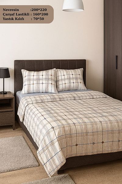MixCotten Home Double Duvet Cover Set Fitted Sheet + Duvet Cover + 2 Pillowcases