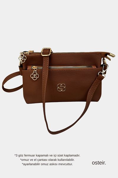 osteir Women's Faux Leather, Zippered 3 Compartment Hand, Arm and Shoulder Bag