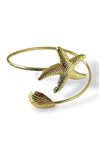 Vitastyle GOLD RENK DENİİZ YILDIZI VE DENİZ KABUĞU DETAYLI PAZU/OMUZ BİLEZİĞİ