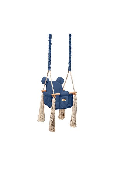 Babysteps by Urban Haul Swing for children and babies, Velvet, removable teddy bear pillow Nightshadow Blue