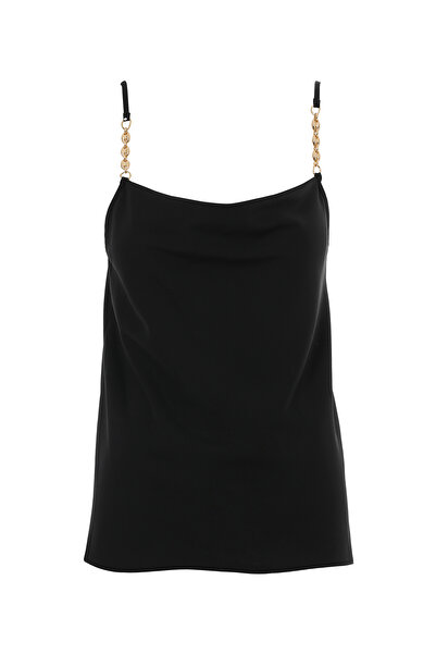 GİZİA Zincir Askı Detaylı Siyah Askılı Bluz