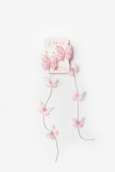 Le Mabelle Pink Butterfly Pearl Dangle Girl's Buckle