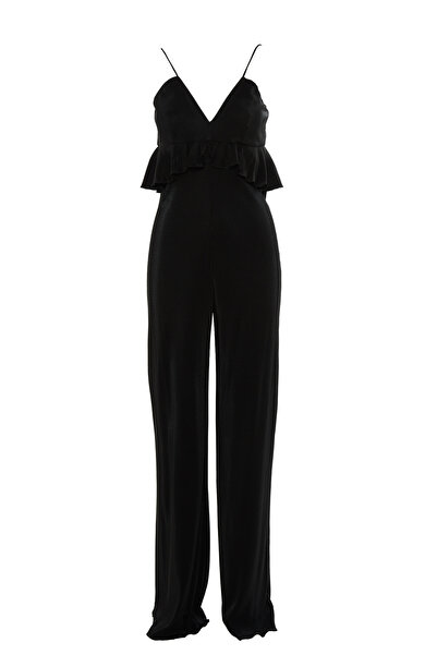 GIZIA CASUAL İp Askılı Siyah Bol Paça Tulum