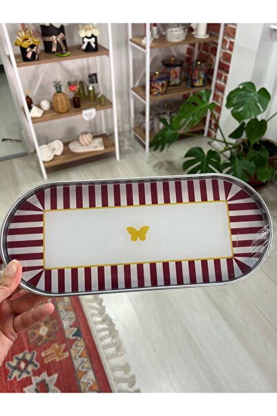 CHEMDLE Gümüş Çerçeveli Desenli Cam Dekoratif Tabak