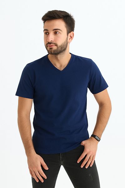 sermoda Men's Slim Fit V-Neck T-Shirt - Slim Fit Basic Casual T-Shirt Navy Blue