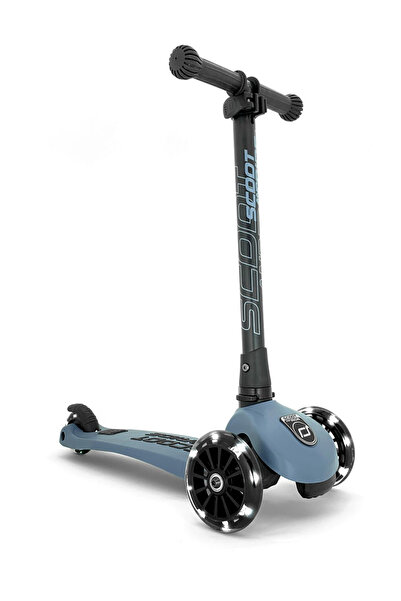 SCOOT AND RIDE Πτυσσόμενο, ρυθμιζόμενο σκούτερ, φωτιζόμενοι τροχοί, Highwaykick 3 Led Steel, 3-6 ετών, έως 50 κιλά,