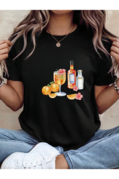 Sarah's Boutique Tricou de damă – 100% bumbac – APEROL SPRITZ AT SUNSET