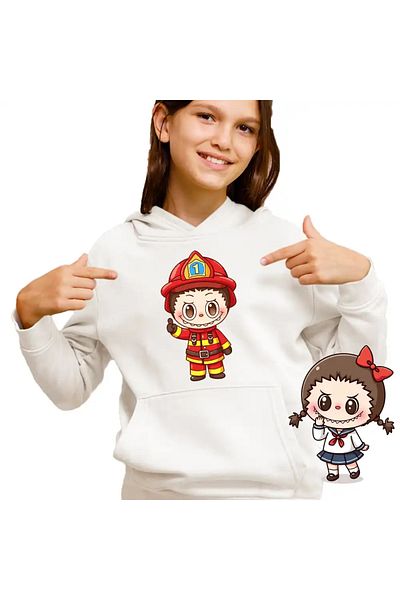 OEM Labubu Firefighter Kids Girls Sweatshirt