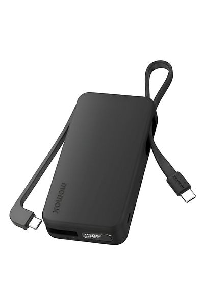 Momax 1-POWER VITAL, 10000mAh POWER BANK WITH BUILT IN USB-C & LIGHTNING CABLE