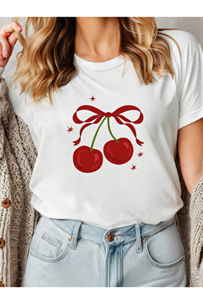 Sarah's Boutique Tricou de damă – 100% bumbac – INTENSE RED CHERRIES