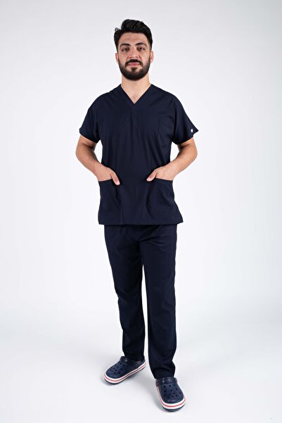 ACAR İŞ TEX Στολή νοσοκόμων και γιατρών ανδρών Navy Blue Lycra Scrubs Στολή Νοσοκομείου