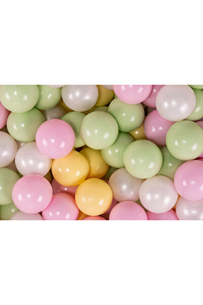Meowbaby Set bile joacă 200 buc 7cm alb perlat, verde, roz pastel, galben