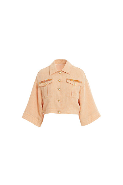 GİZİA Düğme Detaylı Kısa Somon Ceket