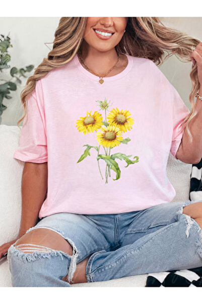 Sarah's Boutique Tricou de damă – 100% bumbac – FLOAREA-SOARELUI