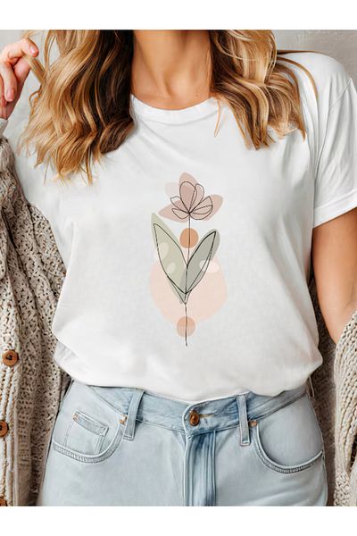 Sarah's Boutique Women's T-Shirt – 100% Cotton – FLOWER ABSTRACT